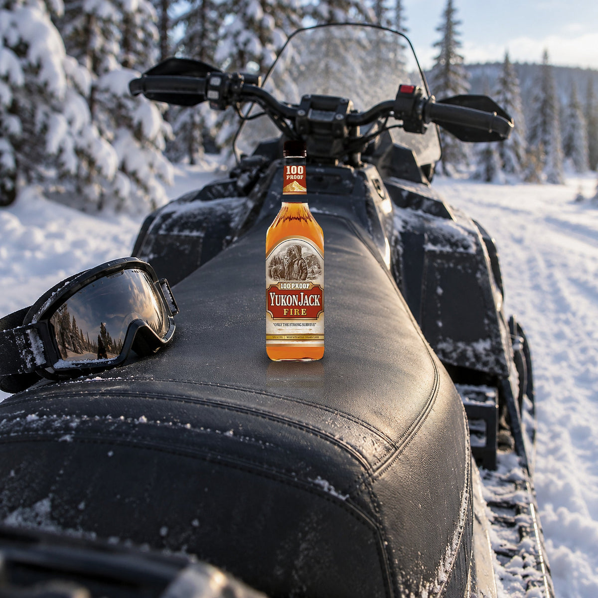 Yukon Jack Fire Liqueur snowmobile seat