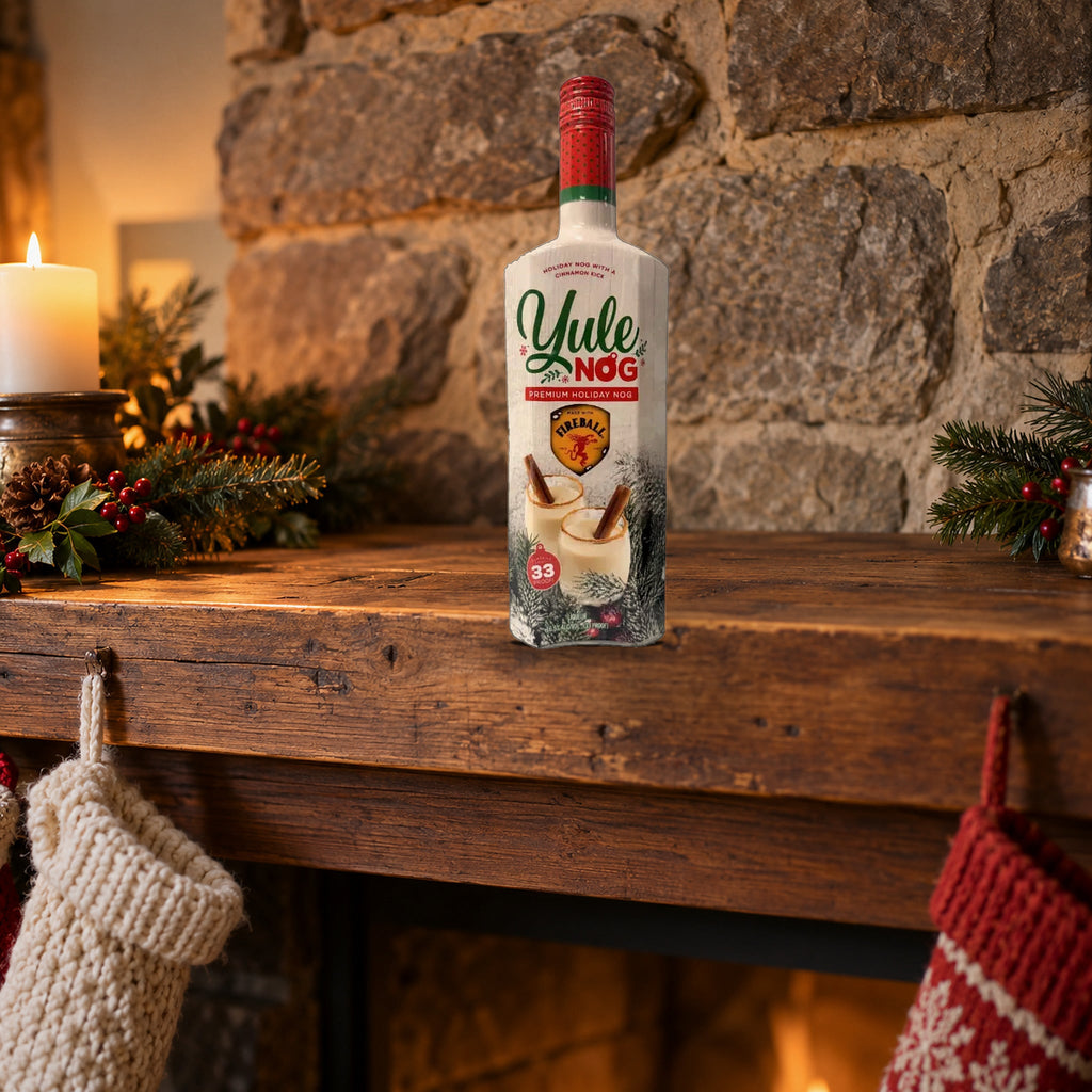 Yule Nog Fireball Liqueur stocking mantel